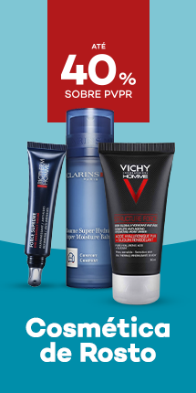 Cosm&eacute;tica de Rosto com destaque promocional de at&eacute; 40% sobre pre&ccedil;o de Venda ao P&uacute;blico Recomendado